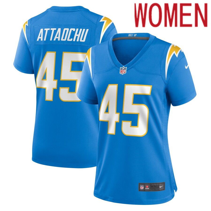 Women Los Angeles Chargers 45 Jeremiah Attaochu Nike Powder Blue Home Game Player NFL Jersey